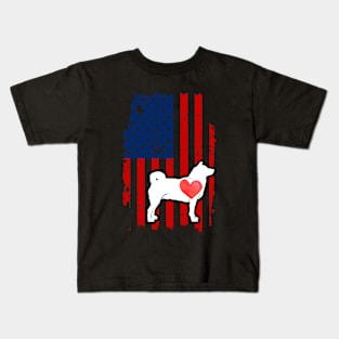 Shiba Inu Merica Usa American Flag Kids T-Shirt